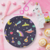 魔法ウィザードおとぎ話の要素の青い背景 ペーパープレート (パーティー)