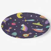 魔法ウィザードおとぎ話の要素の青い背景 ペーパープレート (アングル)