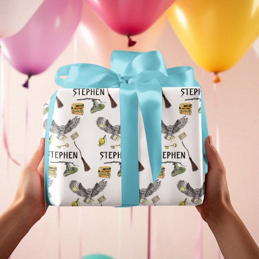 魔法ウィザードウィッチスクールフウパーソナライズされたル ラッピングペーパー