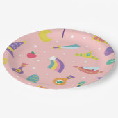 魔法ウィザード童話の要素ピンクの背景 ペーパープレート (アングル)