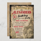 魔法ウィザード誕生日パーティーの招待 招待状 (正面/裏面)