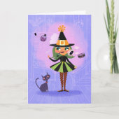 魔法ウィッチグリーンヘア誕生日カード カード (正面)