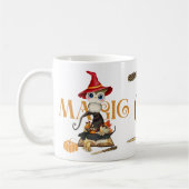 魔法ウィッチフクロウ秋をテーマにしたモノグラム コーヒーマグカップ (左)