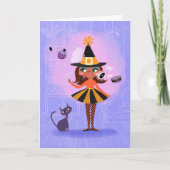 魔法ウィッチブラウンヘア誕生日カード カード (正面)