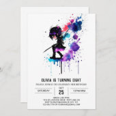 魔法ウォリアー忍者デジタルガール誕生日 招待状 (正面/裏面)