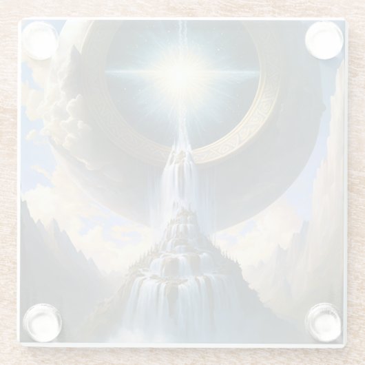 魔法ウォーターフォールファンタジーアート ガラスコースター (裏面)