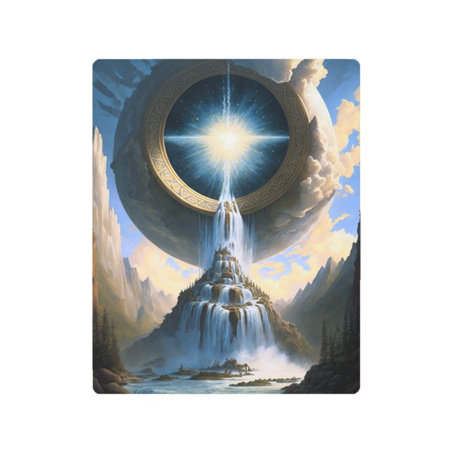 魔法ウォーターフォールファンタジーアート メタルプリント (正面)