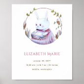 魔法ウッドランドブックスバニーガール誕生統計ポスター ポスター (正面)