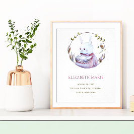 魔法ウッドランドブックスバニーガール誕生統計ポスター ポスター