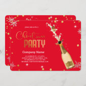 魔法エレガントのクリスマスラグジュアリーシャンパン 招待状 (正面/裏面)