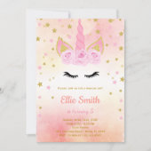 魔法エレガントの少女パーティーカードとフローラデザイン 招待状 (正面)