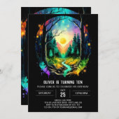 魔法エレガントブラッシュウッド誕生日 招待状 (正面/裏面)