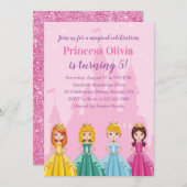 魔法エレガントプリンセス王室のガールバースデーパーティー 招待状 (正面/裏面)