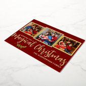 魔法エレガントモダンのクリスマス家族3写真 箔シーズンカード (回転した状態)