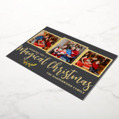 魔法エレガントモダンのクリスマス家族3写真 箔シーズンカード (回転した状態)