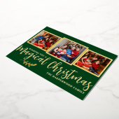 魔法エレガントモダンのクリスマス家族3写真 箔シーズンカード (回転した状態)