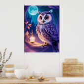 魔法エレガント漫画フクロウAIアート ポスター (キッチン)