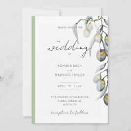 魔法オリーブ枝水カラーハンド色彩の鮮やか 招待状