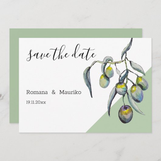 魔法オリーブ水彩手絵を描形 セーブザデート (正面/裏面)