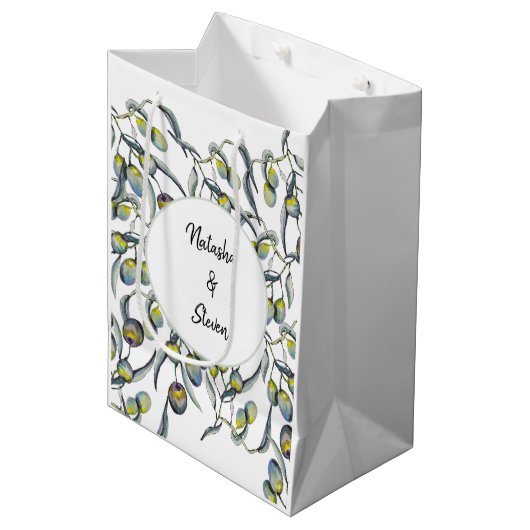 魔法オリーブ水彩手絵を描形 ミディアムペーパーバッグ (正面アングル)