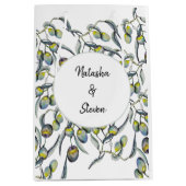 魔法オリーブ水彩手絵を描形 ミディアムペーパーバッグ (正面)