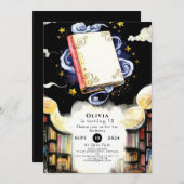 魔法カスタムおもしろいストーリーブック誕生日 招待状 (正面/裏面)