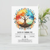 魔法カスタムの木の生命誕生日 招待状 (スタンド正面)