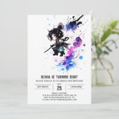 魔法カスタム忍者デジタルガール誕生日 招待状 (スタンド正面)