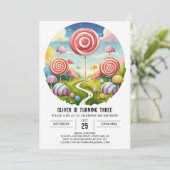 魔法カスタム棒つきキャンデー誕生日 招待状 (スタンド正面)