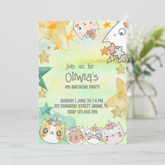 魔法カチコーン誕生日招待状カード 招待状 (スタンド正面)