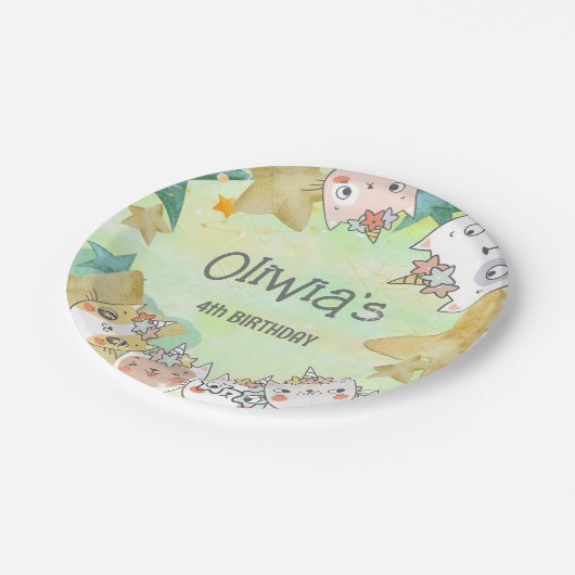 魔法カテコーン誕生日紙プレート ペーパープレート (アングル)