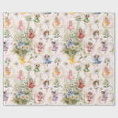 魔法カラフルのかわいいフローラ妖精金ゴールドグリッター ラッピングペーパー (フラット)