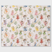 魔法カラフルのかわいいフローラ妖精金ゴールドグリッター ラッピングペーパー (フラット)