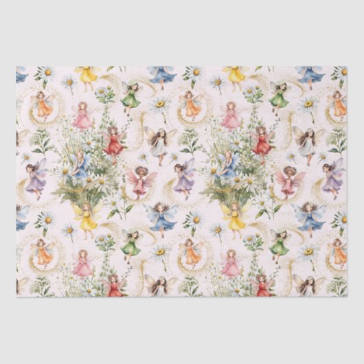 魔法カラフルのかわいいフローラ妖精金ゴールドグリッター 薄葉紙 (正面)