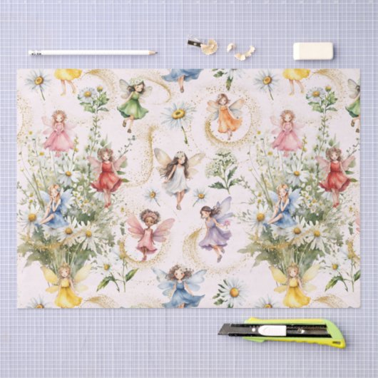 魔法カラフルのかわいいフローラ妖精金ゴールドグリッター 薄葉紙 (クラフト)