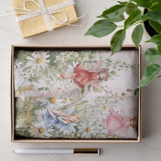 魔法カラフルのかわいいフローラ妖精金ゴールドグリッター 薄葉紙 (ギフト)