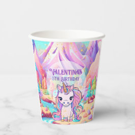 魔法カラフルのかわいいユニコーンランドガール誕生日 紙コップ