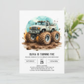 魔法カラフルのキッズモンスタートラック誕生日 招待状 (スタンド正面)