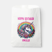 魔法カラフルのユニコーンとレインボーパーソナライズされた フェイバーバッグ (正面)
