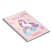 魔法カラフルのユニコーンとレインボーピンク ノートブック (右側)
