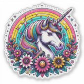 魔法カラフルのユニコーンと虹 シール (正面)