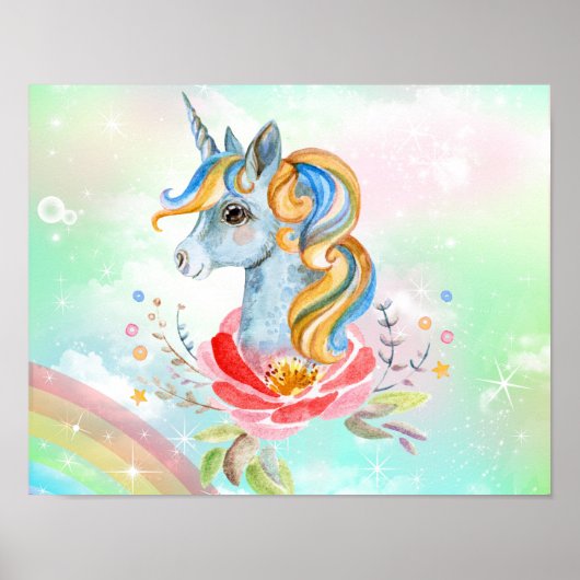 魔法カラフルのユニコーン虹のポスター ポスター (正面)