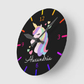 魔法カラフルのユニコーン ラウンド壁時計 (傾斜)