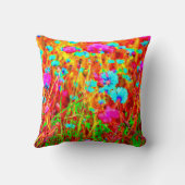 魔法カラフルの花の草ポップ・アートの園 クッション (裏面)