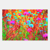 魔法カラフルの花の草ポップ・アートの園 ラッピングペーパーシート (正面2)