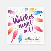 魔法カラフルの魔女ブロムスティック水色 スタンダードカクテルナプキン (正面)