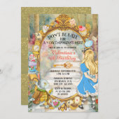 魔法カラフルアリスのワンダーランドティー誕生日I 招待状 (正面/裏面)