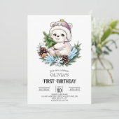 魔法カラフルポーラベア1st誕生日デジタル 招待状 (スタンド正面)