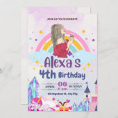 魔法カラフルレインボーガールズバースデーパーティー 招待状 (正面/裏面)