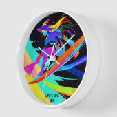 魔法カラフル抽象芸術サーフィン魔女 壁時計 (傾斜)